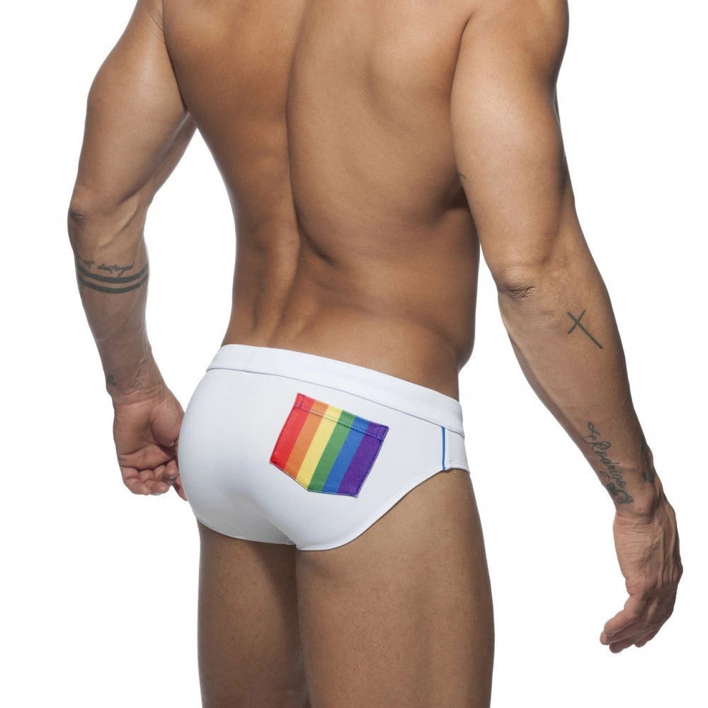 Men’s Rainbow Print Low Waist Swimming Trunks Male Swimwear Beachwear Swim Short